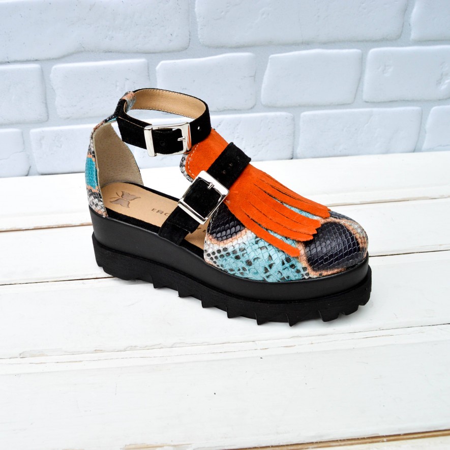 *Pantofi - Amur - Snake Turcoaz