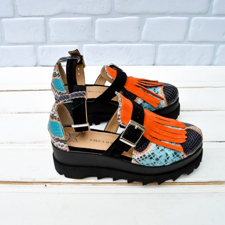 *Pantofi - Amur - Snake Turcoaz