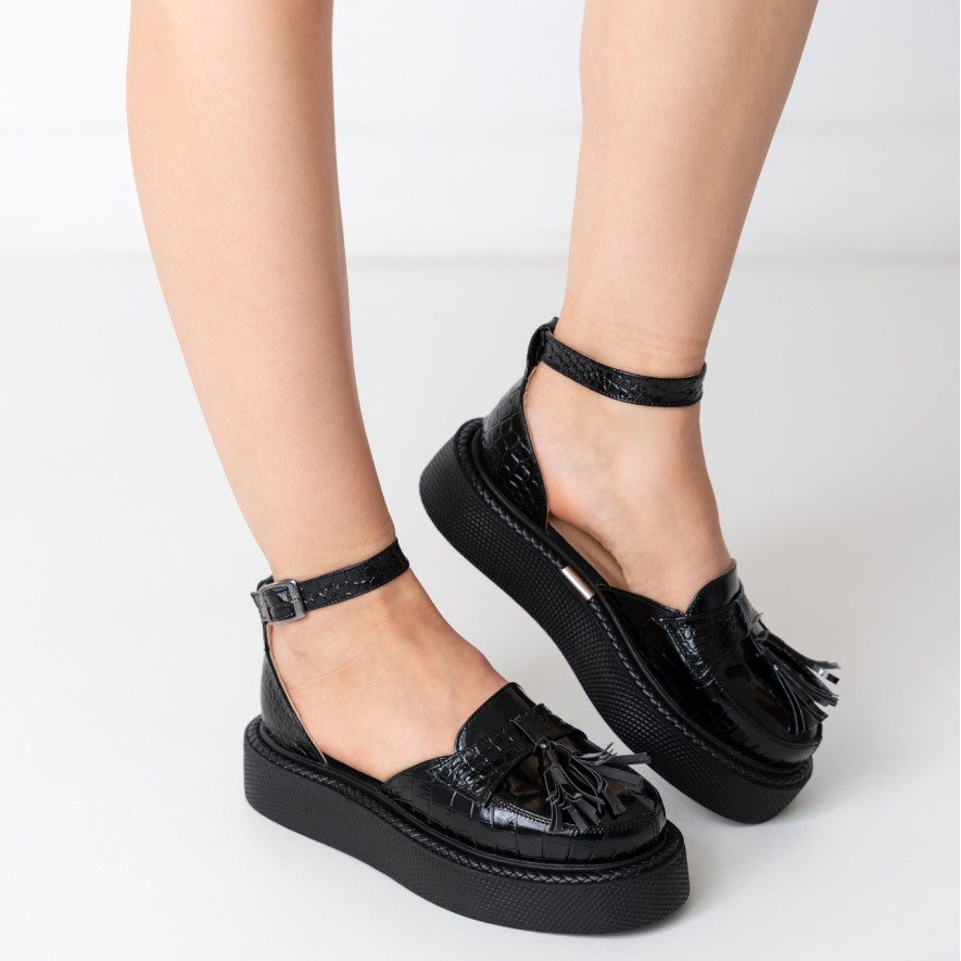     Pantofi - Augustino - Croco Black