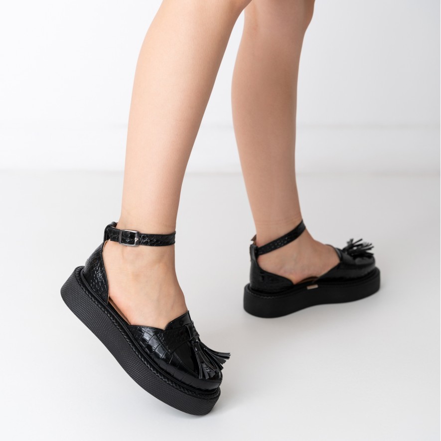     Pantofi - Augustino - Croco Black
