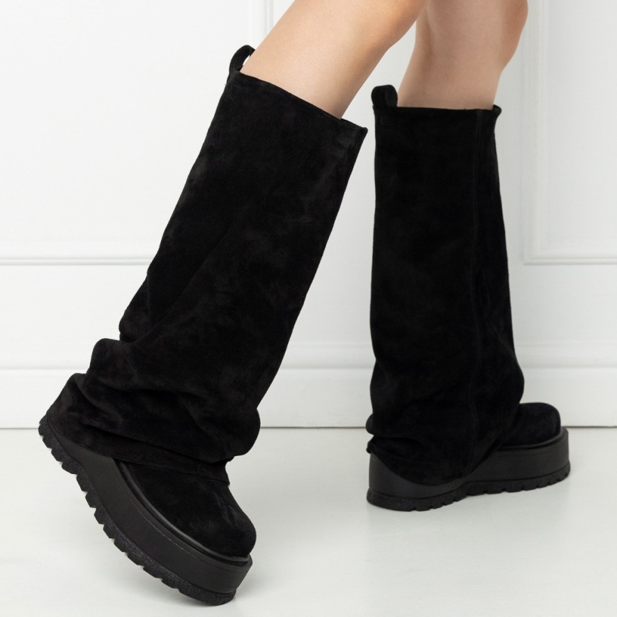     Ghete -  Slouchy Long - Velur Black