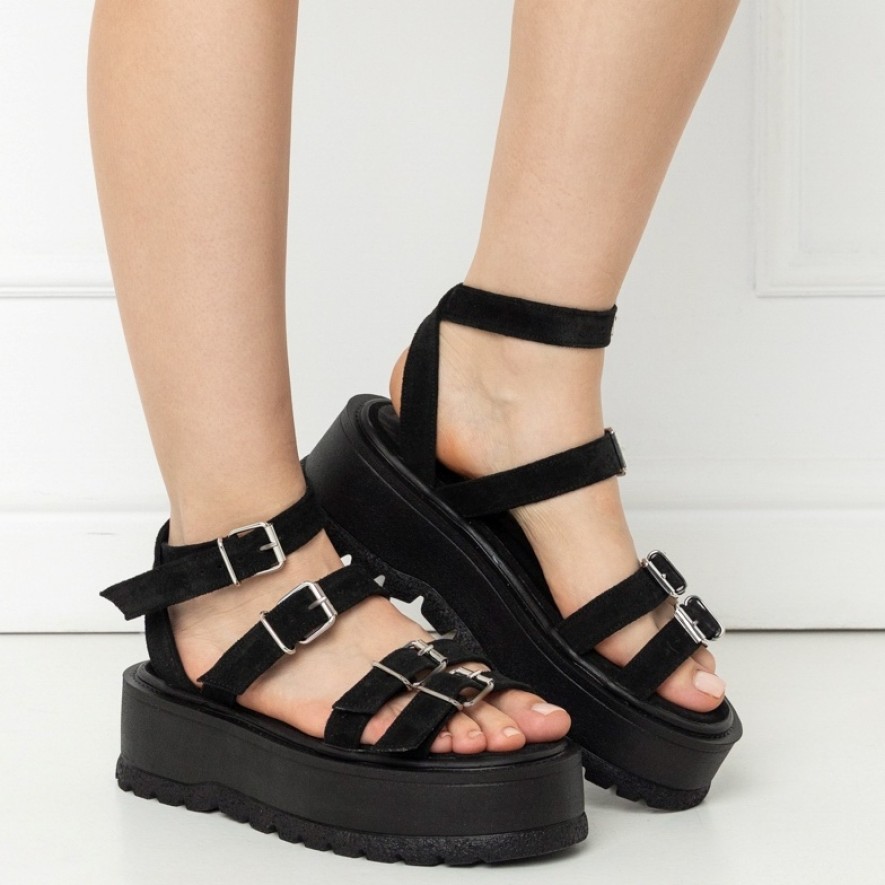 .Sandale - Lugo - Velur Black 3.0