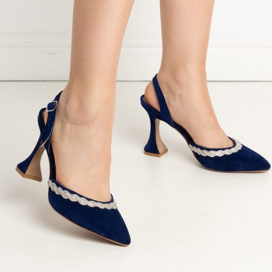   Sandale - Evi - Velur Indigo - 8cm