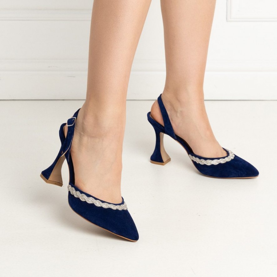   Sandale - Evi - Velur Indigo - 8cm