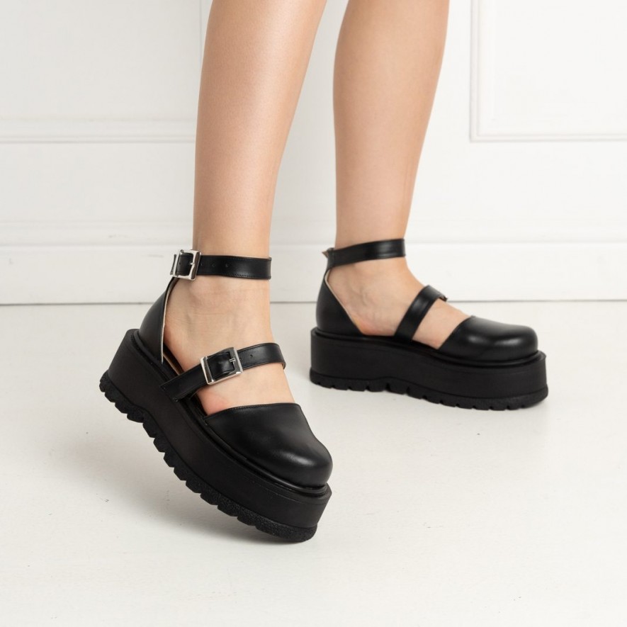 .Pantofi -  Double Belt -  Black 2.0