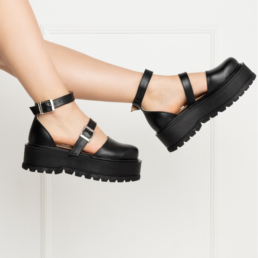 .Pantofi -  Double Belt -  Black 2.0