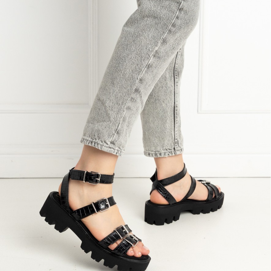 .Sandale - Lugo - Croco Black 2.0