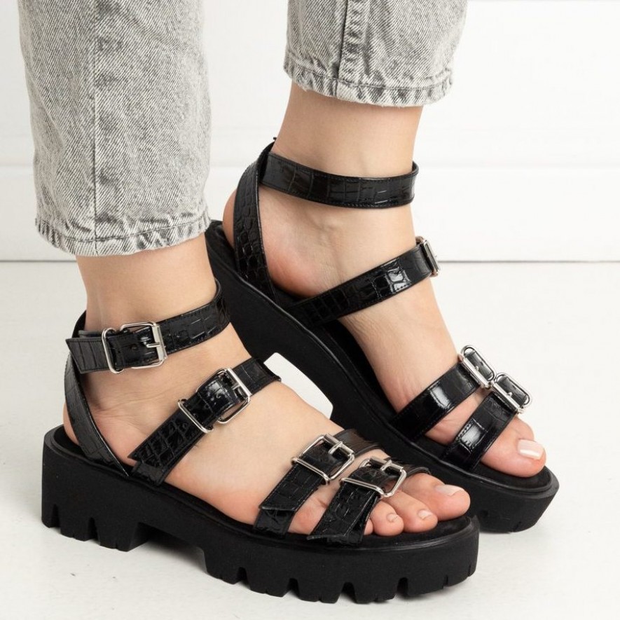.Sandale - Lugo - Croco Black 2.0