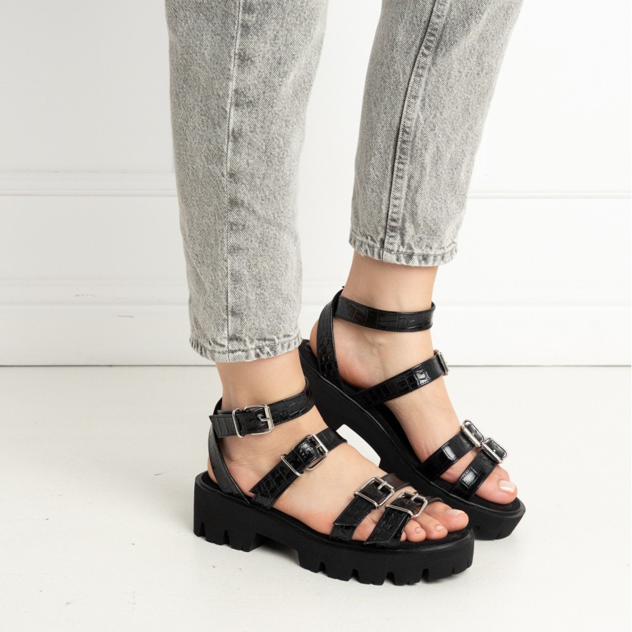 .Sandale - Lugo - Croco Black 2.0