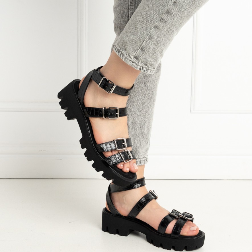 .Sandale - Lugo - Croco Black 2.0