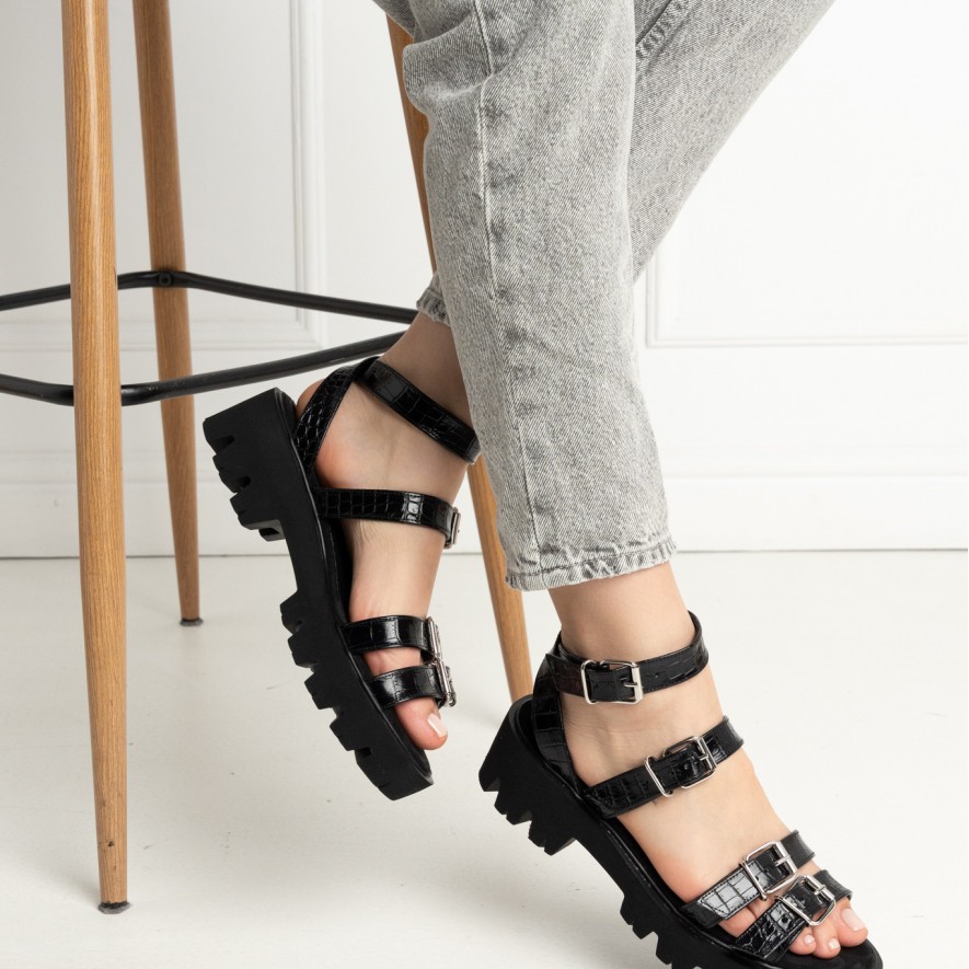 .Sandale - Lugo - Croco Black 2.0