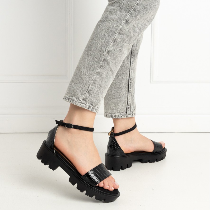 .Sandale - Friday -  Croco Black 2.0