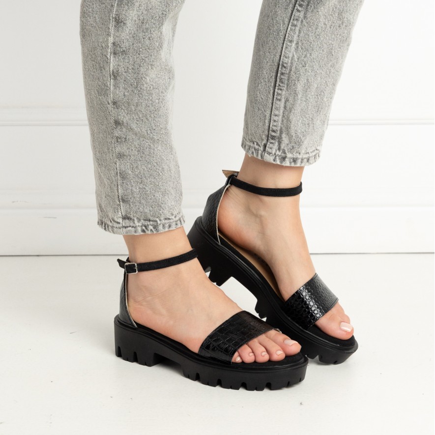 .Sandale - Friday -  Croco Black 2.0