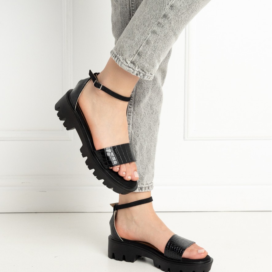 .Sandale - Friday -  Croco Black 2.0