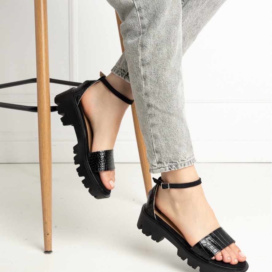 .Sandale - Friday -  Croco Black 2.0