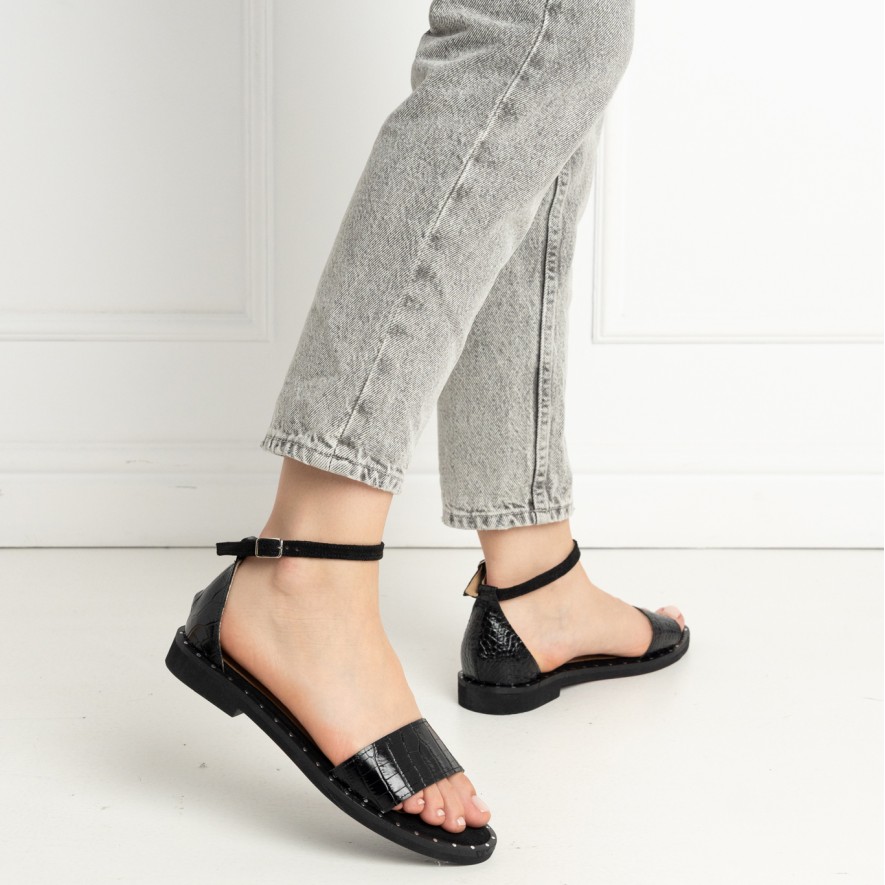 .Sandale - Friday -  Croco Black