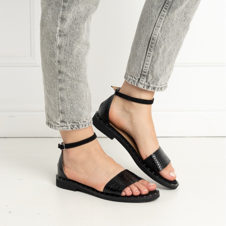 .Sandale - Friday -  Croco Black