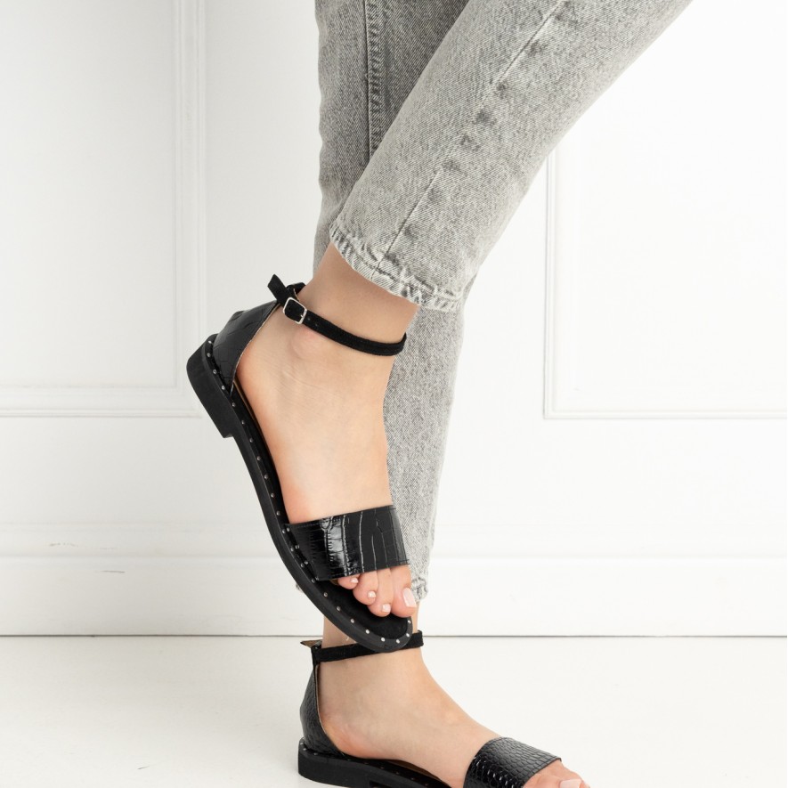 .Sandale - Friday -  Croco Black
