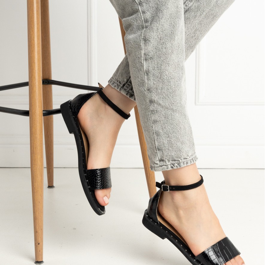 .Sandale - Friday -  Croco Black